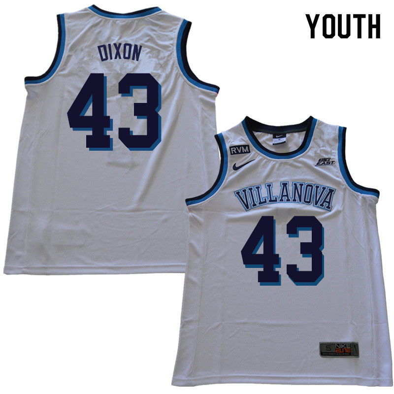 2019 Youth #43 Eric Dixon Villanova Wildcats College Basketball Jerseys Sale-White - Click Image to Close